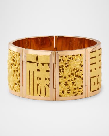 NM Estate Estate 18K Yellow and Rose Gold 8 Panel Chinese Inspired Bracelet