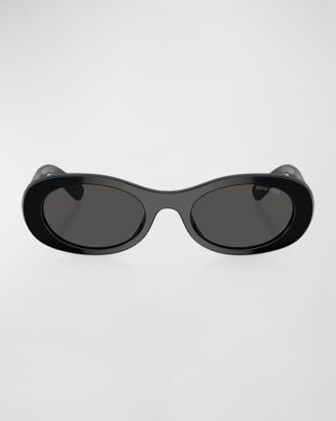 Miu Miu Logo Acetate Oval Sunglasses
