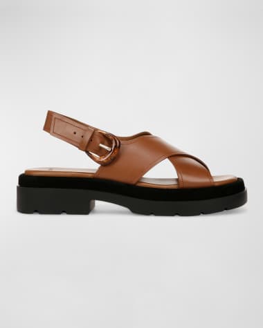 Vince Helena Leather Crisscross Slingback Sandals