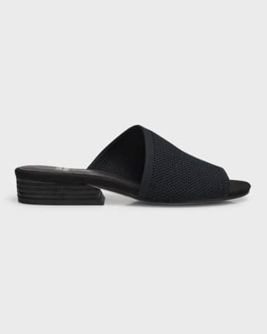 Eileen Fisher Asymmetrical Knit Slide Sandals