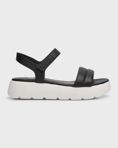 Eileen Fisher Leather Ankle-Grip Platform Sandals