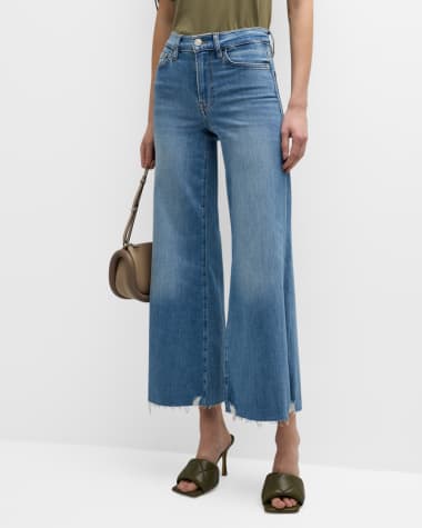 FRAME Le Palazzo Wide-Leg Raw-Hem Cropped Jeans