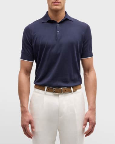 Brunello Cucinelli Men's Cotton Dress Polo Shirt
