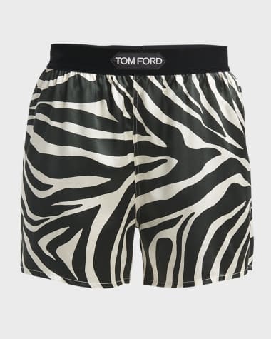 TOM FORD Optical Zebra Print Signature Silk Pajama Shorts