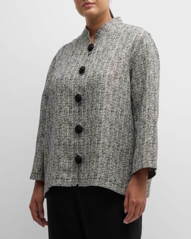 Caroline Rose Plus Plus Size Button-Down Shimmer Jacquard Jacket
