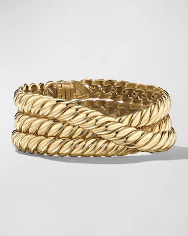 David Yurman Sculpted Cable 3-Wrap Bracelet in 18K Gold, 8.5mm