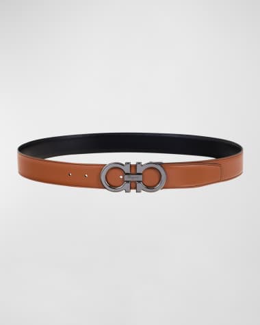 Ferragamo Men's Double Adjustable Leather Gancini Belt