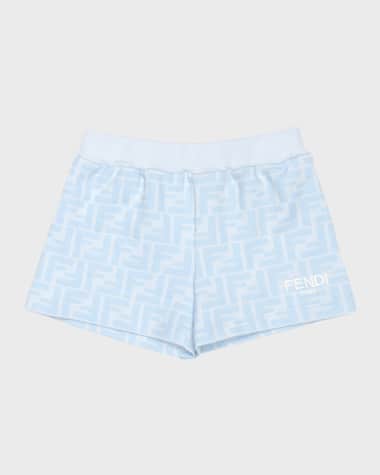 Fendi Kid's Faded FF Logo-Print Shorts, Size 6M-24M
