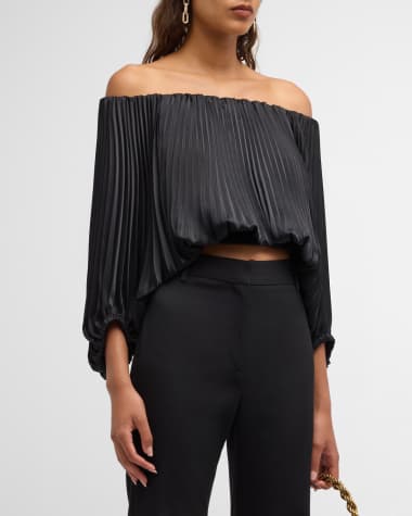 A.L.C. Sienna Pleated Off-The-Shoulder Top