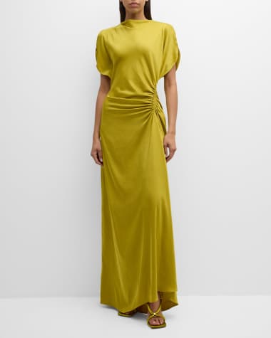 A.L.C. Nadia Ruched Petal-Sleeve Gown