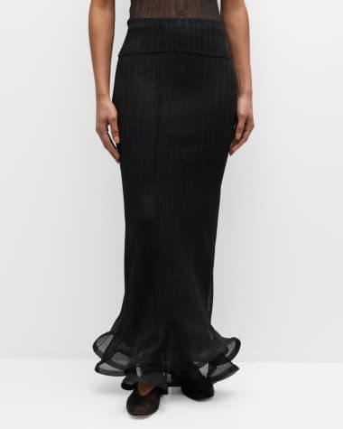 SIMKHAI Kelso Ruffled Plisse Maxi Skirt
