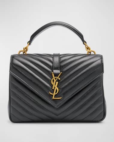 Saint Laurent College Medium YSL Flap Top-Handle Bag in Quilted Leather