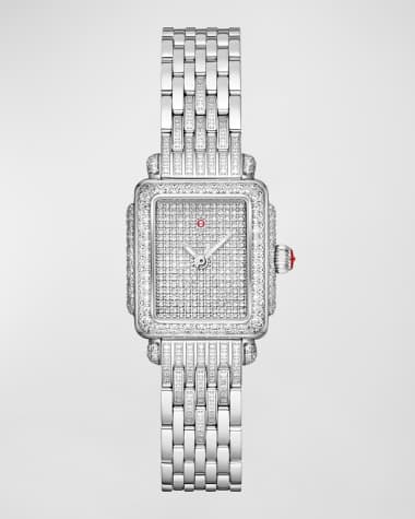 MICHELE Special Edition Deco Mini Stainless Steel Pave Diamond Watch