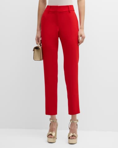 Milly Nicola Cropped Straight-Leg Cady Pants
