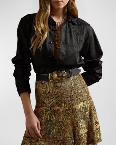 Ralph Lauren Collection Corrine Long-Sleeve Snap-Front Western Shirt