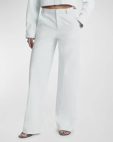 Vince Washed Cotton Wide-Leg Trousers