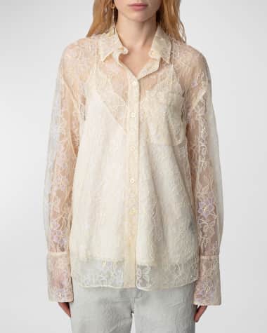 Zadig & Voltaire Tyrone Lace Button-Front Shirt