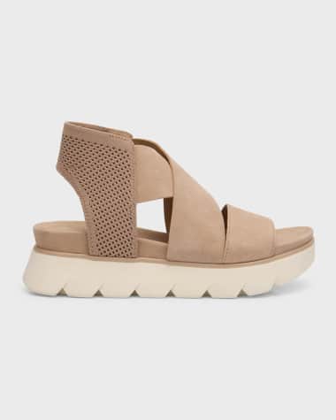 Eileen Fisher Chant Sporty Leather Wedge Sandals