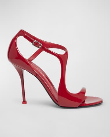 Alexander McQueen Twist Patent Ankle-Strap Sandals
