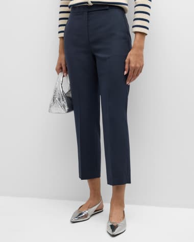 Theory Oxford Wool Cropped Slim-Leg Trousers