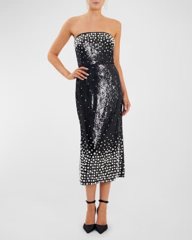 REBECCA VALLANCE Denise Strapless Embellished Sequin Midi Dress