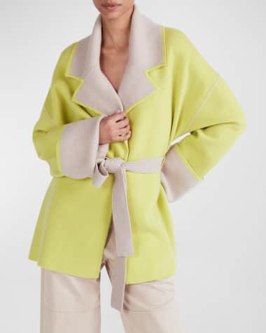 Derek Lam 10 Crosby Kirsten Reversible Colorblock Wrap Sweater Coat