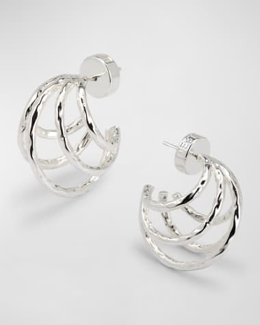 NEST Jewelry Silver Hammered Multi-Hoop Earrings