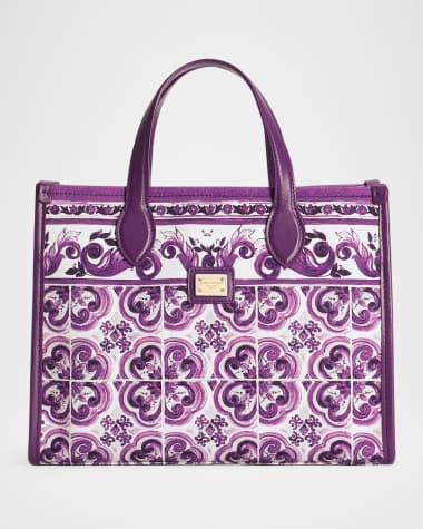 Dolce&Gabbana Girl's Canvas Majolica-Print Tote Bag