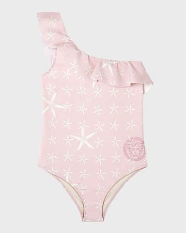 Versace Girl's Starfish-Print One-Piece Swimsuit, Size 8-14