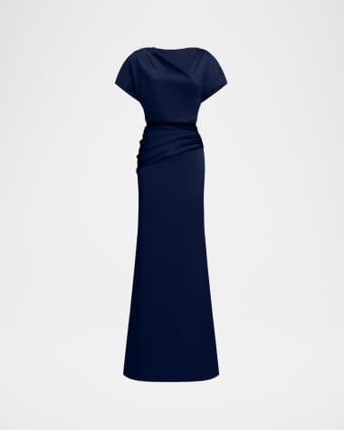 Halston Draped Satin Trumpet Gown