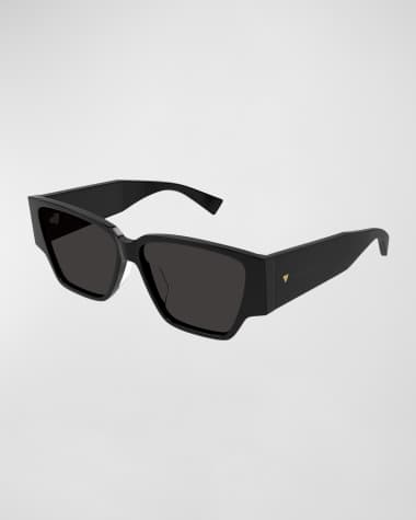 Bottega Veneta Logo Black Acetate Butterfly Sunglasses