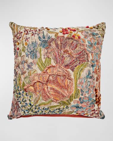 MacKenzie-Childs Flower Field Throw Pillow, 19" Square