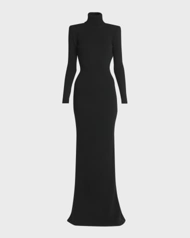 TOM FORD Turtleneck Backless Soft Cashmere Maxi Dress