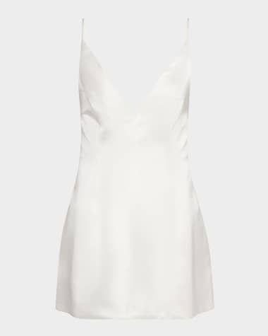 Retrofete Giavanna Plunging Satin Mini Dress