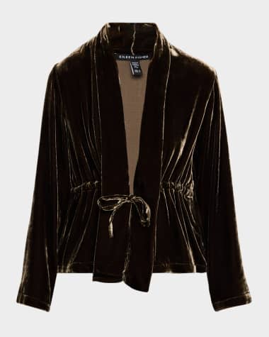 Eileen Fisher Drawstring Shimmer Velvet Jacket