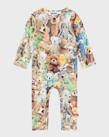 Molo Girl's Fenez Stuffed Animals-Print Coverall, Size Newborn-24M