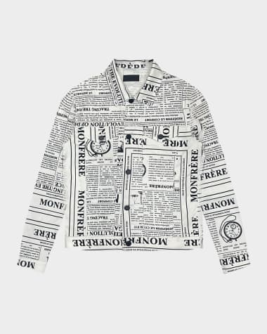 monfrere Men's Dean Logo Newspaper-Print Jacket