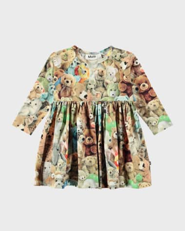 Molo Girl's Charmaine Teddy Bear Graphic Dress, Size 6M-2