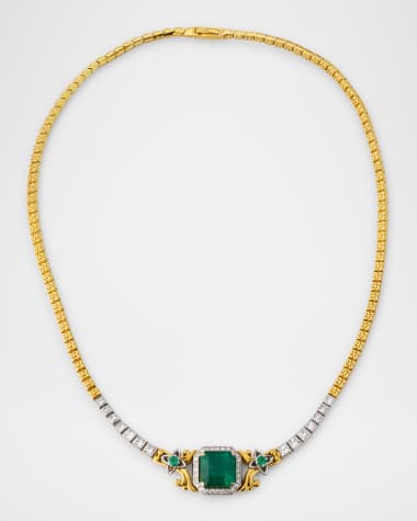 Konstantino 18K Yellow Gold Diamond, Emerald and Tsavorite Statement Necklace