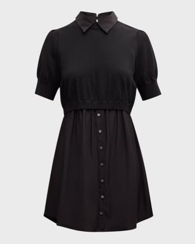 Cinq a Sept Lydia Silk-Blend Shirting Combo Mini Dress