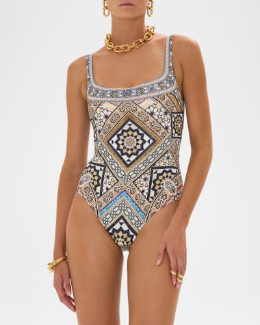 Camilla Make Me Your Mosaic Underwire Square Neck One-Piece Swimsuit