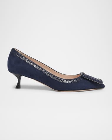 Roger Vivier Viv In The City Mixed Leather Buckle Pumps