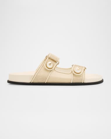 Jimmy Choo Fayence Mesh Pearly Dual-Strap Slide Sandals