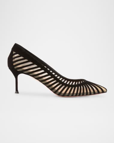 Aquazzura Suede Mesh Stiletto Pumps