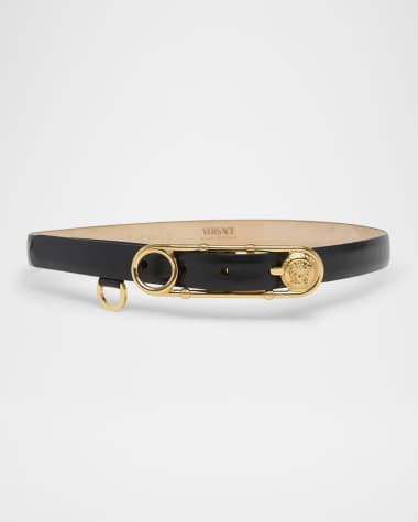 Versace Medusa Safety Pin Leather Belt