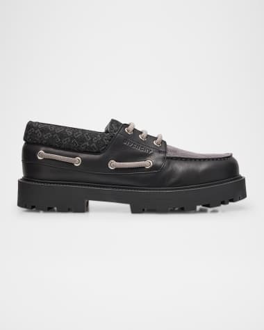 Givenchy Men's Storm Leather, Suede, and Denim Boat Shoes