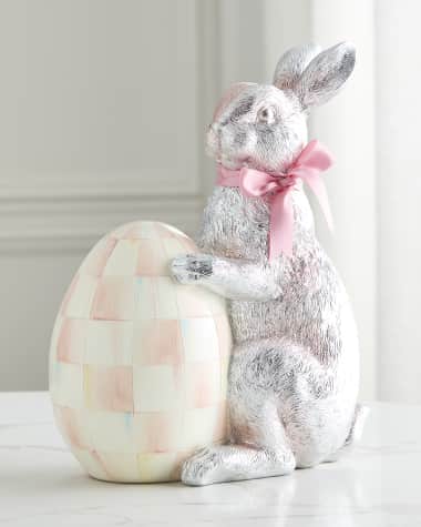 MacKenzie-Childs Rosy Check Silver Foil Bunny