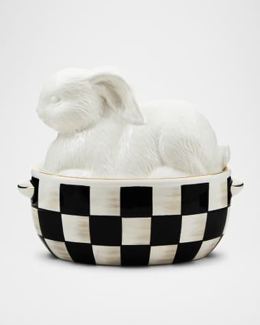 MacKenzie-Childs White Rabbit Ceramic Lidded Dish