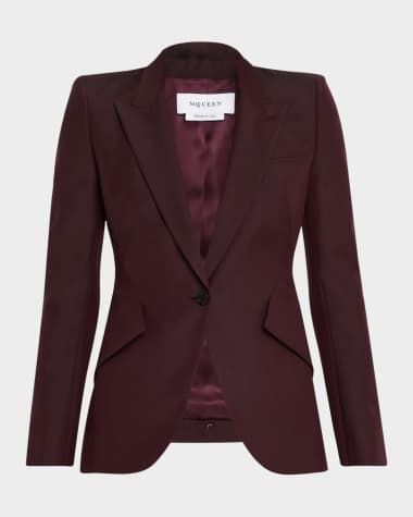 McQueen Single-Breasted Wool Blazer Jacket