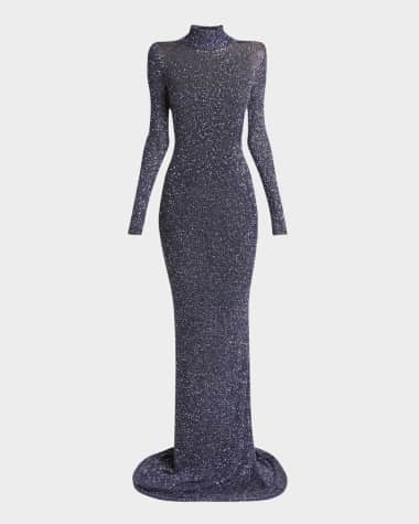 Balenciaga Sequined Mock-Neck Maxi Dress